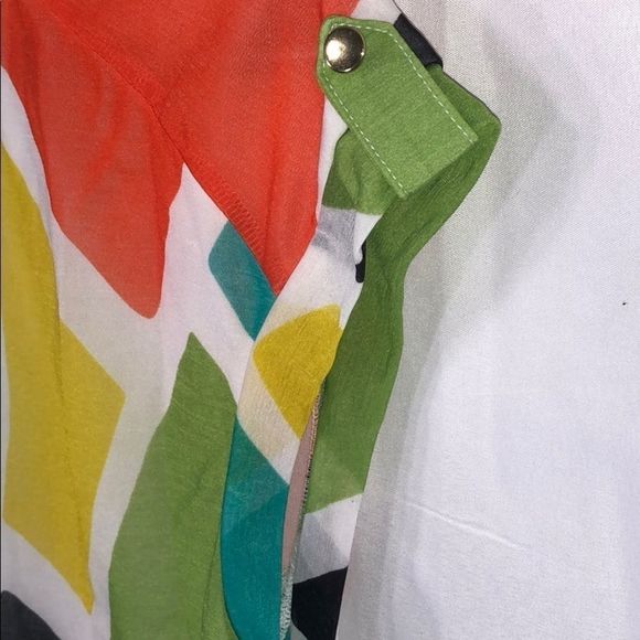 Worthington multi fall colored sleeveless blouse women's medium color block NWT - Picture 3 of 7